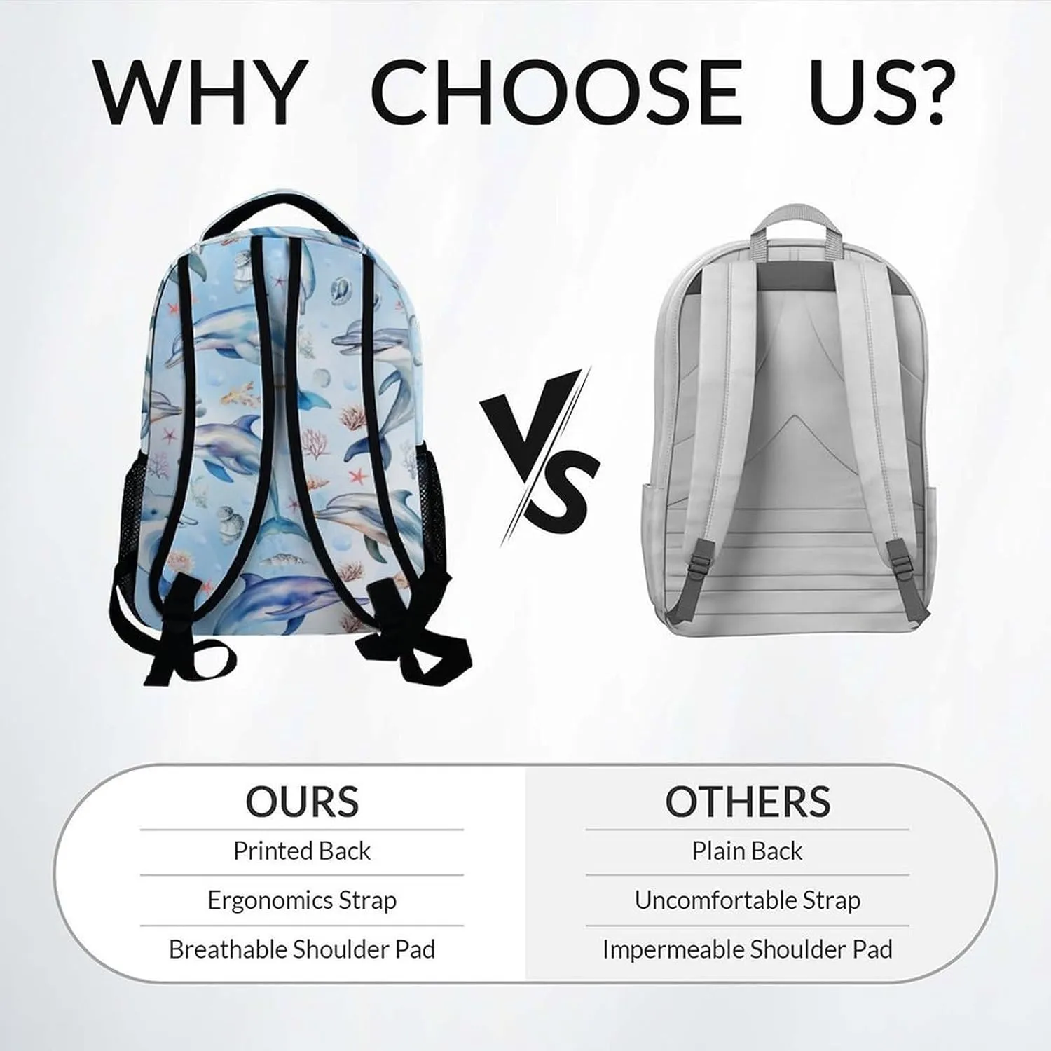 Mercuryelf School Backpack for Girls - Cute Dolphin Backpacks for Kids - Personalized Sea School Bag for Boys - 17 Inch Bookbag for School, Travel