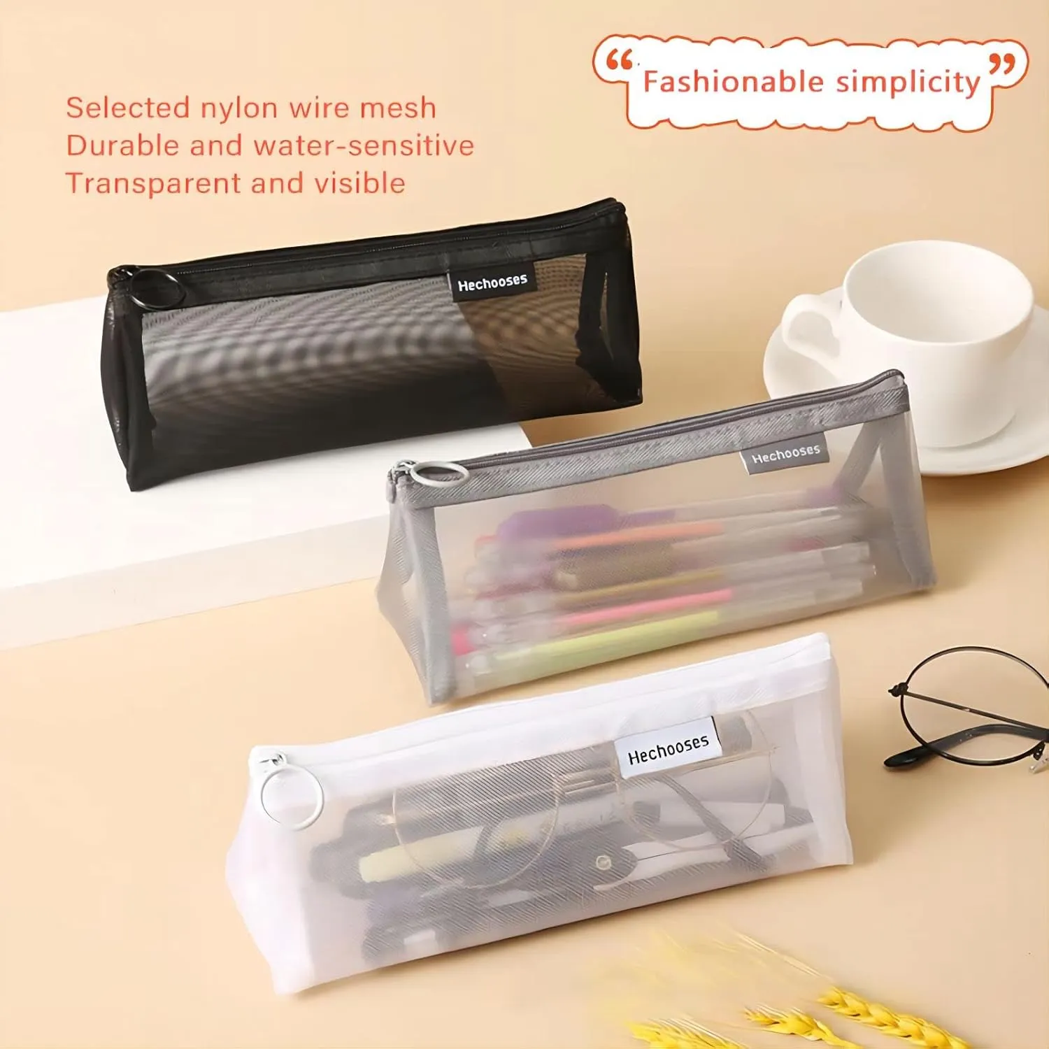 Mesh Cosmetic Bag Portable Clear Makeup Bags Mesh Zipper Pouch for Home Office Travel Accessories Organizer 3PCS