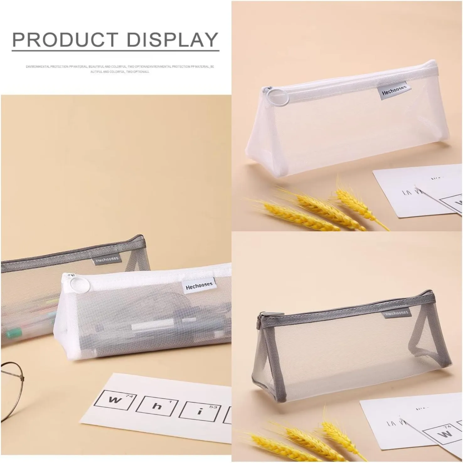 Mesh Cosmetic Bag Portable Clear Makeup Bags Mesh Zipper Pouch for Home Office Travel Accessories Organizer 3PCS