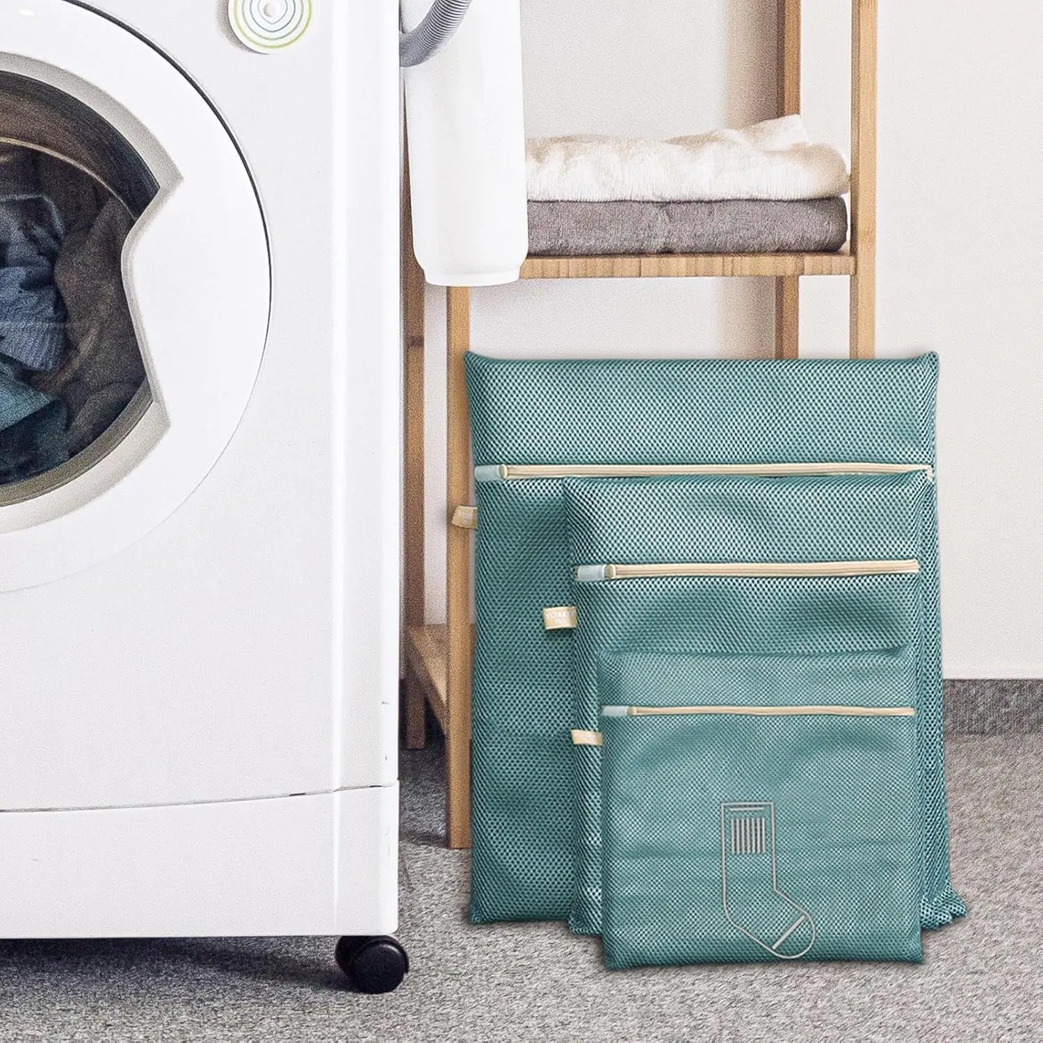 Mesh Laundry Bag, Strong Permeable Mesh Bags, with Zipper Delicate Mesh Laundry Washing Bags (Style d)