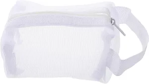 Mesh Zipper Cosmetic Bag Makeup Brushes Travel Makeup Bag Organizer Pouch Compact Makeup Bag Lipstick Pouch Pouches for Purse Mesh Makeup Bag with Zipper Cosmetic Backpack White