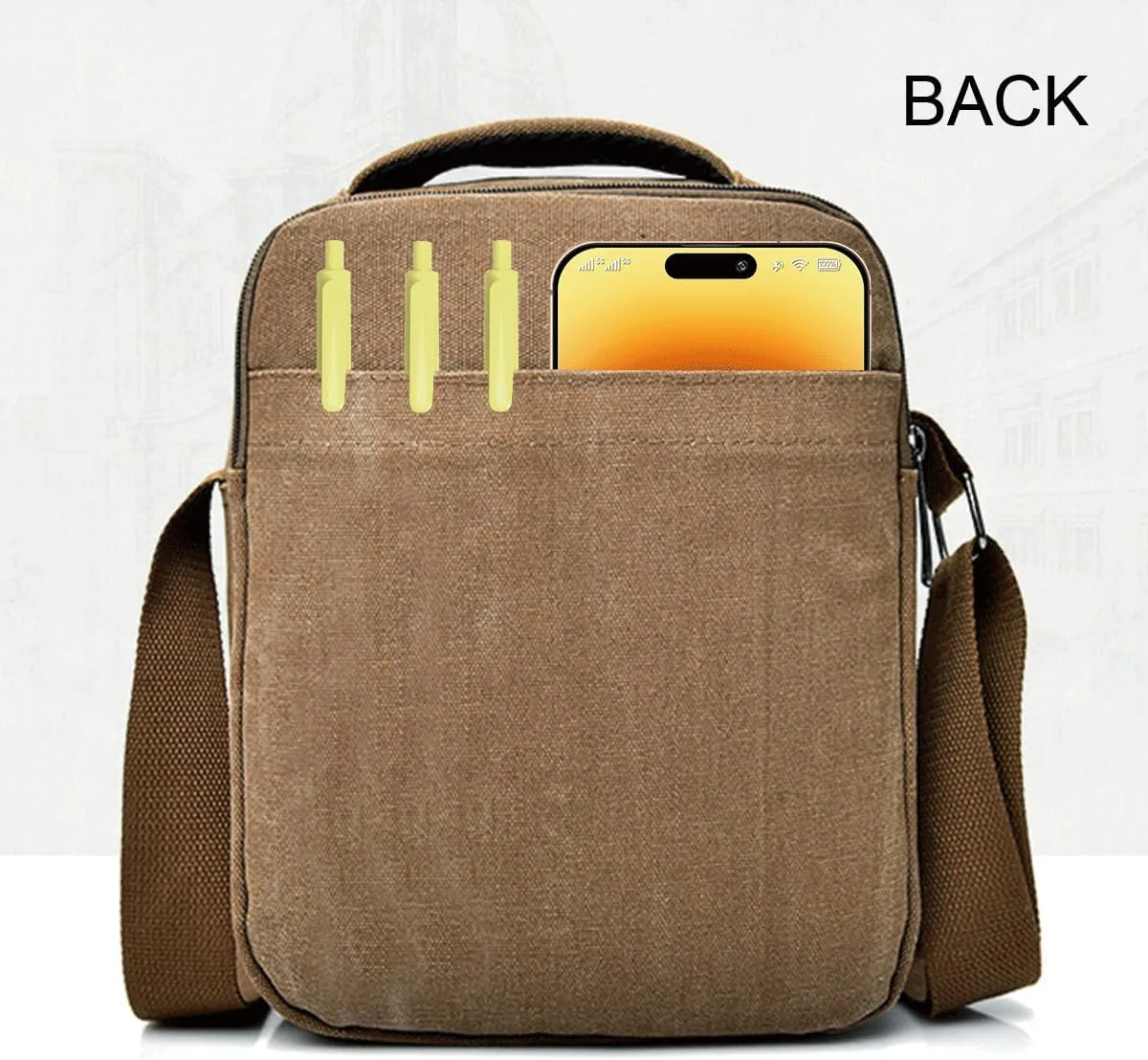 Messenger bag for Men Women, Vintage Canvas Crossbody Bag Shoulder Bag Multi Pocket Purse, Small Messenger Satchel Bag Travel