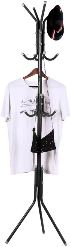 Metal Coat Hat Rack, Hat Tree with 10 Hooks Entry-Way Furniture Stand Clothes Bag Hanger for Home Office (black)