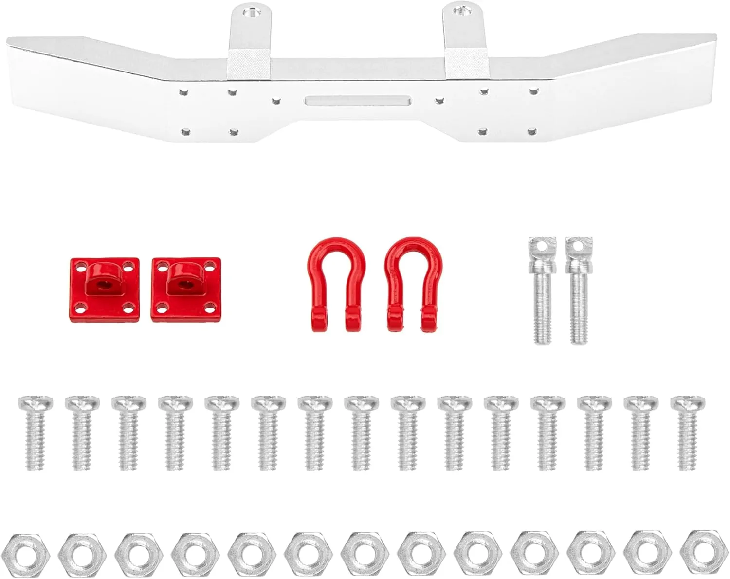 Metal Front Bumper & Trailer Hook Compatible with WPL B14 B24 B16 B36 C14 C24 HengLong Feiyue 1/16 RC Crawler Car