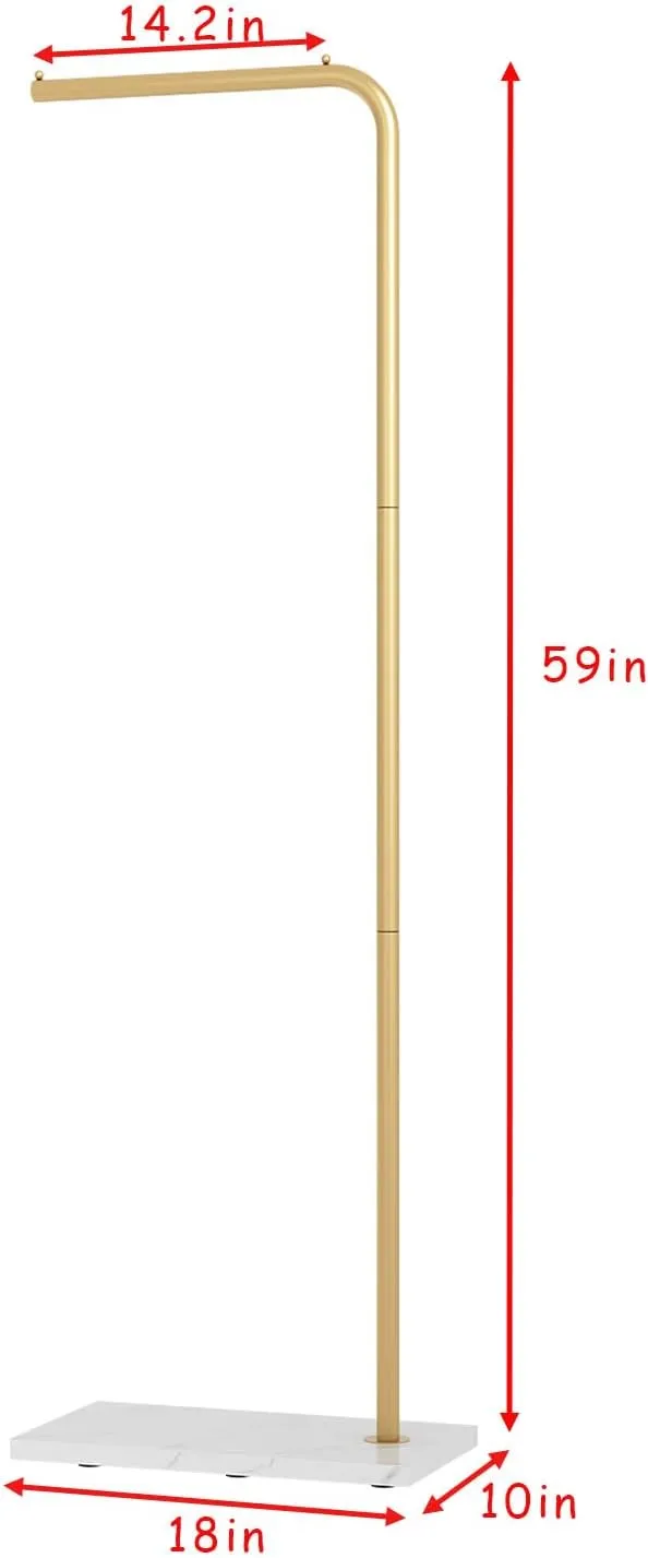 Metal Gold Coat Racks, Standing Coat Rack with Heavy Base, Modern Coat Tree with Crossbar and 3 Hooks, Entryway Coat Racks for Handbags, Clothing.(59inch)