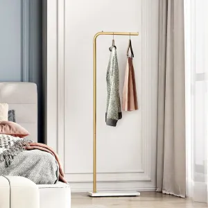 Metal Gold Coat Racks, Standing Coat Rack with Heavy Base, Modern Coat Tree with Crossbar and 3 Hooks, Entryway Coat Racks for Handbags, Clothing.(59inch)