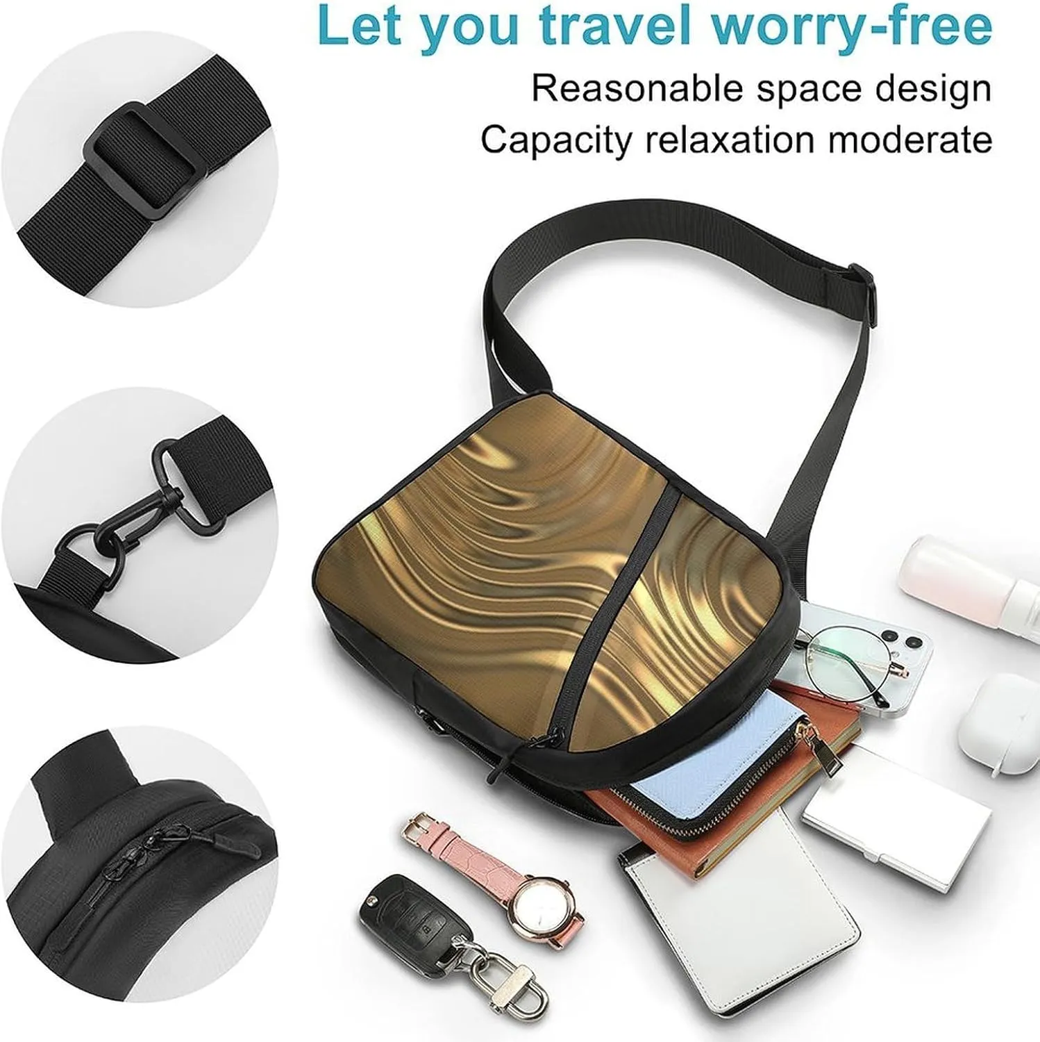 Metal Swirling Folding Chest Bag with Multiple Pockets Lightweight And Durable Design