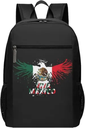 Mexico Eagle Mexican MX National Flags Casual Backpacks Sports Backpack Large Capacity Travel Rucksack Laptop Daypack with Multi-Pockets Adjustable Strap Work Bag for Hiking