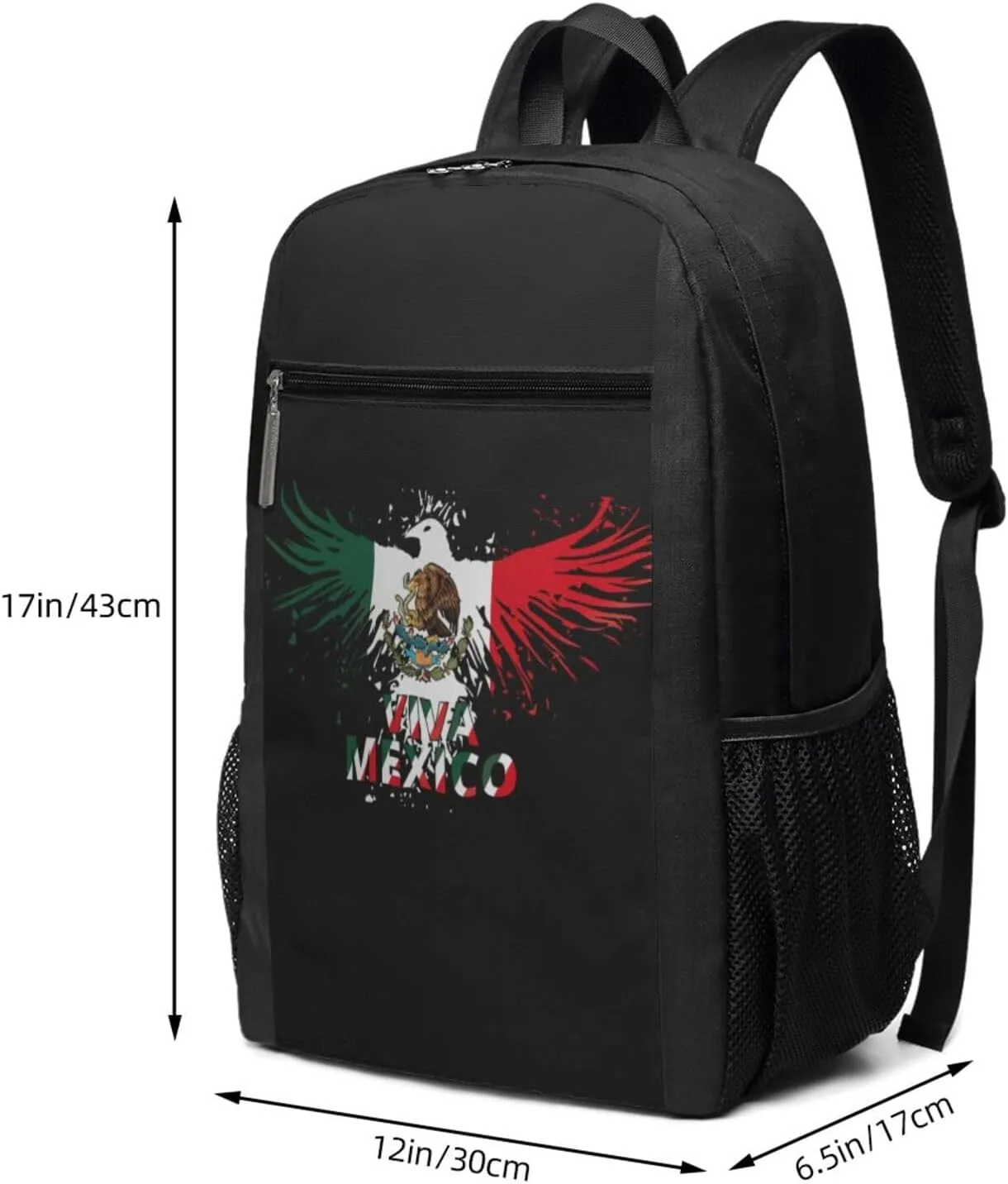 Mexico Eagle Mexican MX National Flags Casual Backpacks Sports Backpack Large Capacity Travel Rucksack Laptop Daypack with Multi-Pockets Adjustable Strap Work Bag for Hiking