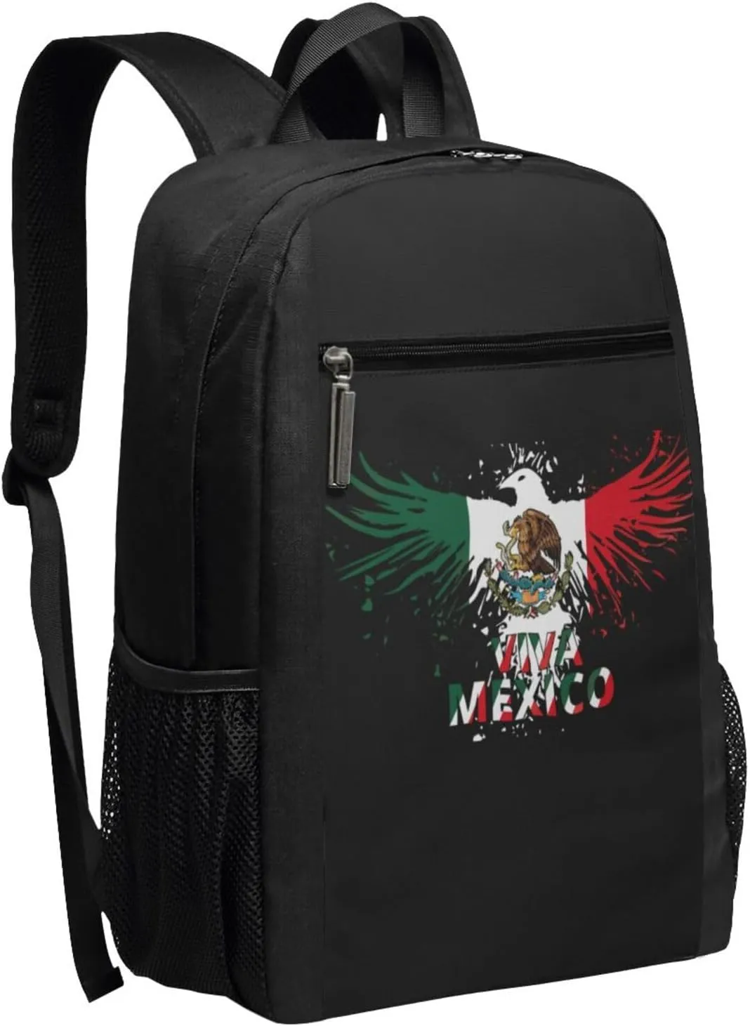 Mexico Eagle Mexican MX National Flags Casual Backpacks Sports Backpack Large Capacity Travel Rucksack Laptop Daypack with Multi-Pockets Adjustable Strap Work Bag for Hiking