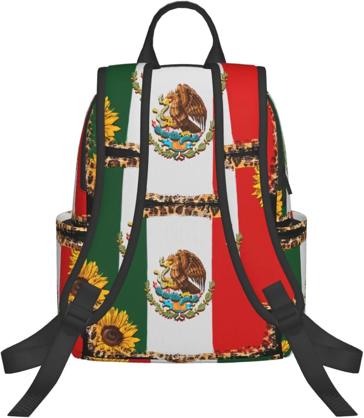 Mexico Mexican Eagle Sunflower Flag Travel Backpacks Casual Laptop Backpack Sport Rucksack Large Capacity Daypack Multi-Pockets Adjustable Strap Bag for Working Hiking
