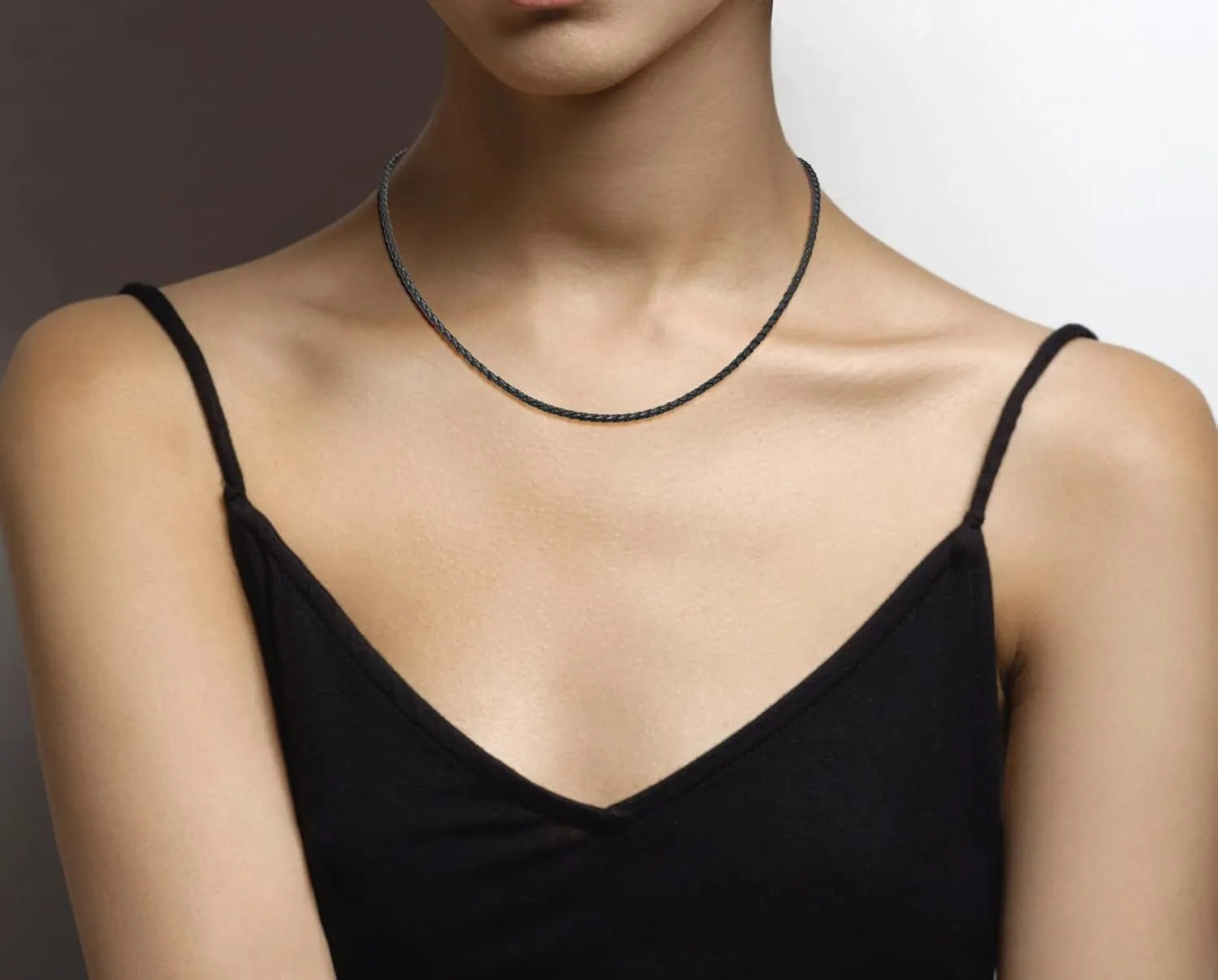 Miabella Genuine 3mm Black Braided Italian Leather Cord Chain Necklace for Men Women with 925 Sterling Silver Clasp, Made in Italy