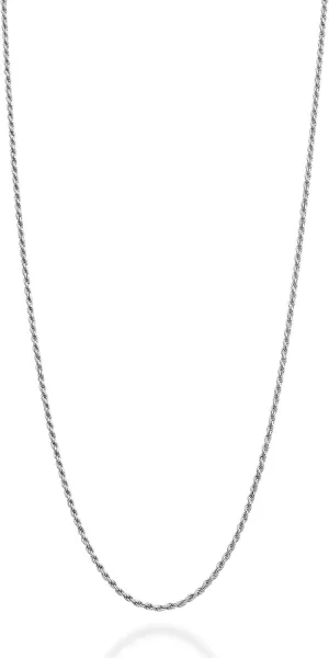 Miabella Solid Rhodium Plated 925 Sterling Silver Italian 1.5mm Diamond-Cut Braided Rope Chain Necklace for Men Women, Made in Italy