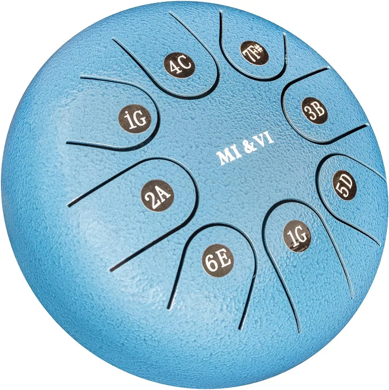 MI&VI Ocean Rain Drum for Outside Garden (8 Notes 6 Inches) with Mallets & Padded Travel Bag Included | Chakra Tank | Steel Tongue Drum | Chime Meditation (Steel Blue)