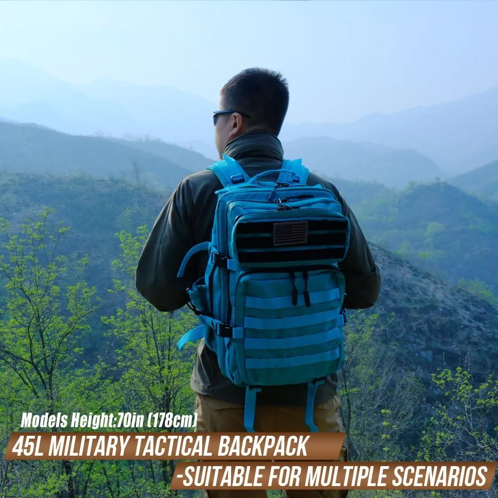 Military Tactical Backpack 45L Large Tactical Backpack for Men, Hiking Rucksack With Bottle Holder
