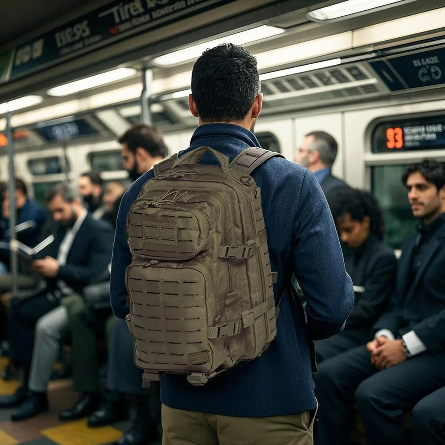 Military Tactical Backpack for Men 35L Small Molle System Water Resistant 3 Day Survival Assault Pack for Bug Out Bag Rucksack Travel Hiking Camping Gym Range Trekking Hunting Sport Work (Green)