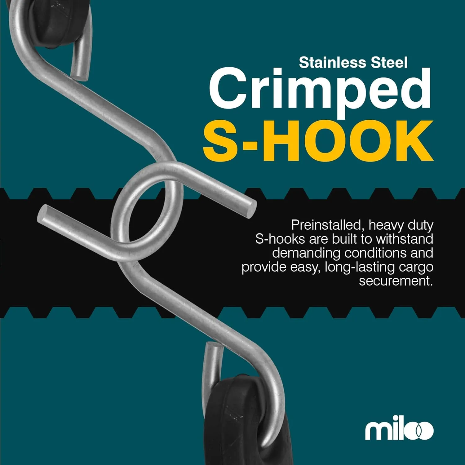 Miloo Rubber Bungee Cords with Hooks - Heavy Duty Tarp and Cargo Straps - Made in USA - 21 Inch Pack of 10