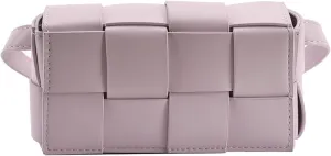 Mini Fanny Pack for Women with Convertible Crossbody Shoulder Bag, Woven Cassette-Style Handbag Purse 7.3 * 4 * 2.6 Inch, Taro Purple-1