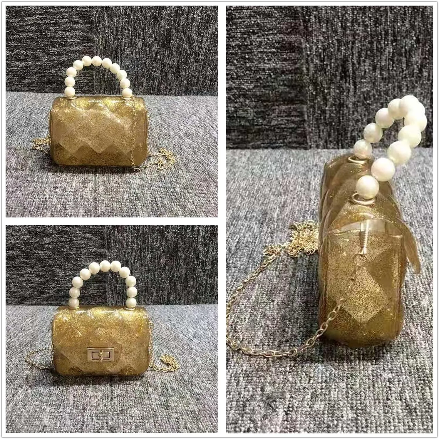 Mini Jelly Purse, Girls Mini Bag Children Small Crossbody Purse Kid with Gold Chain