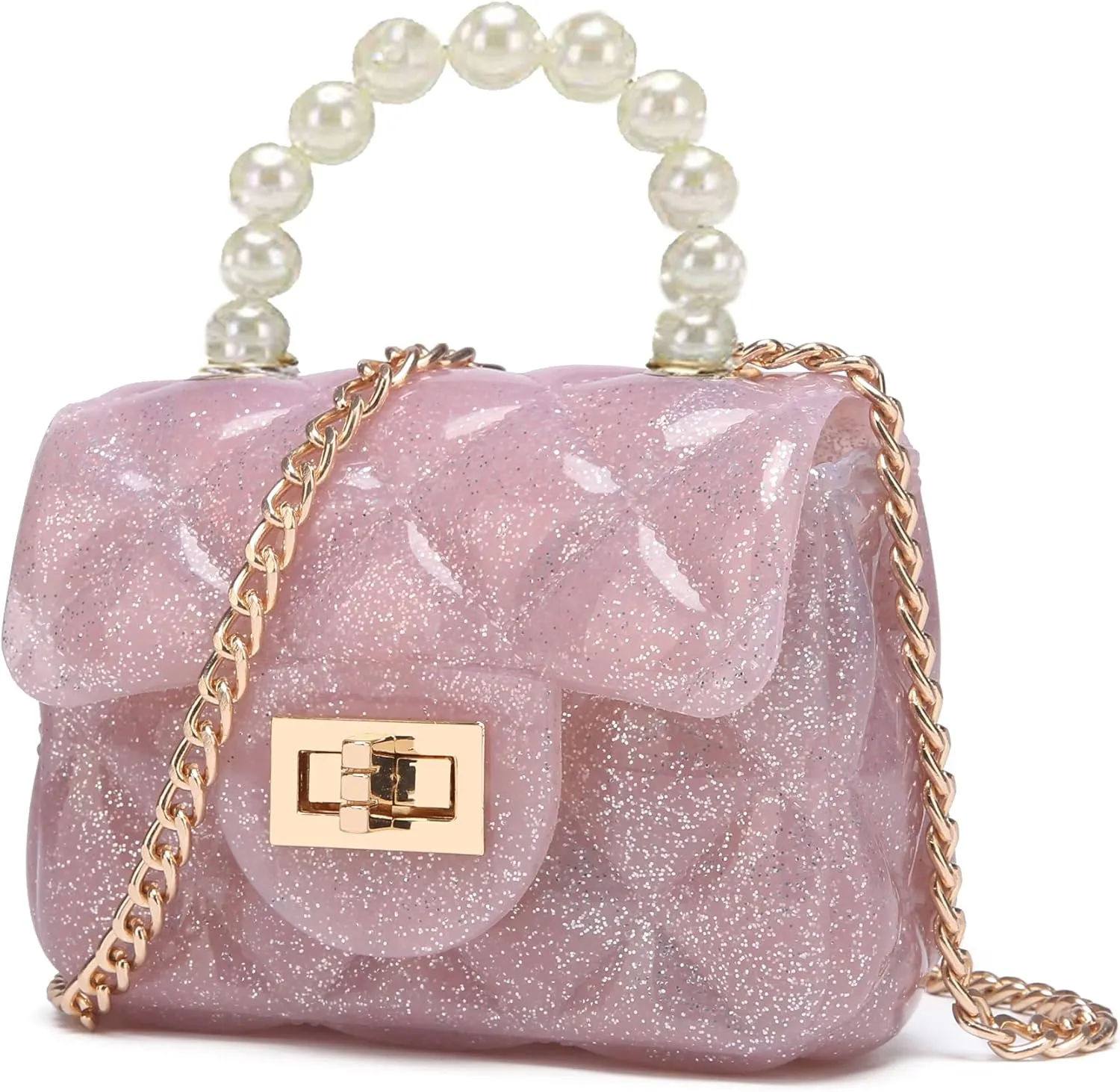 Mini Jelly Purse, Girls Mini Bag Children Small Crossbody Purse Kid with Gold Chain