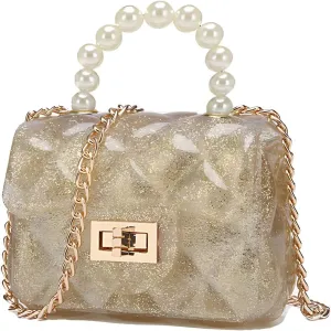 Mini Jelly Purse, Girls Mini Bag Children Small Crossbody Purse Kid with Gold Chain