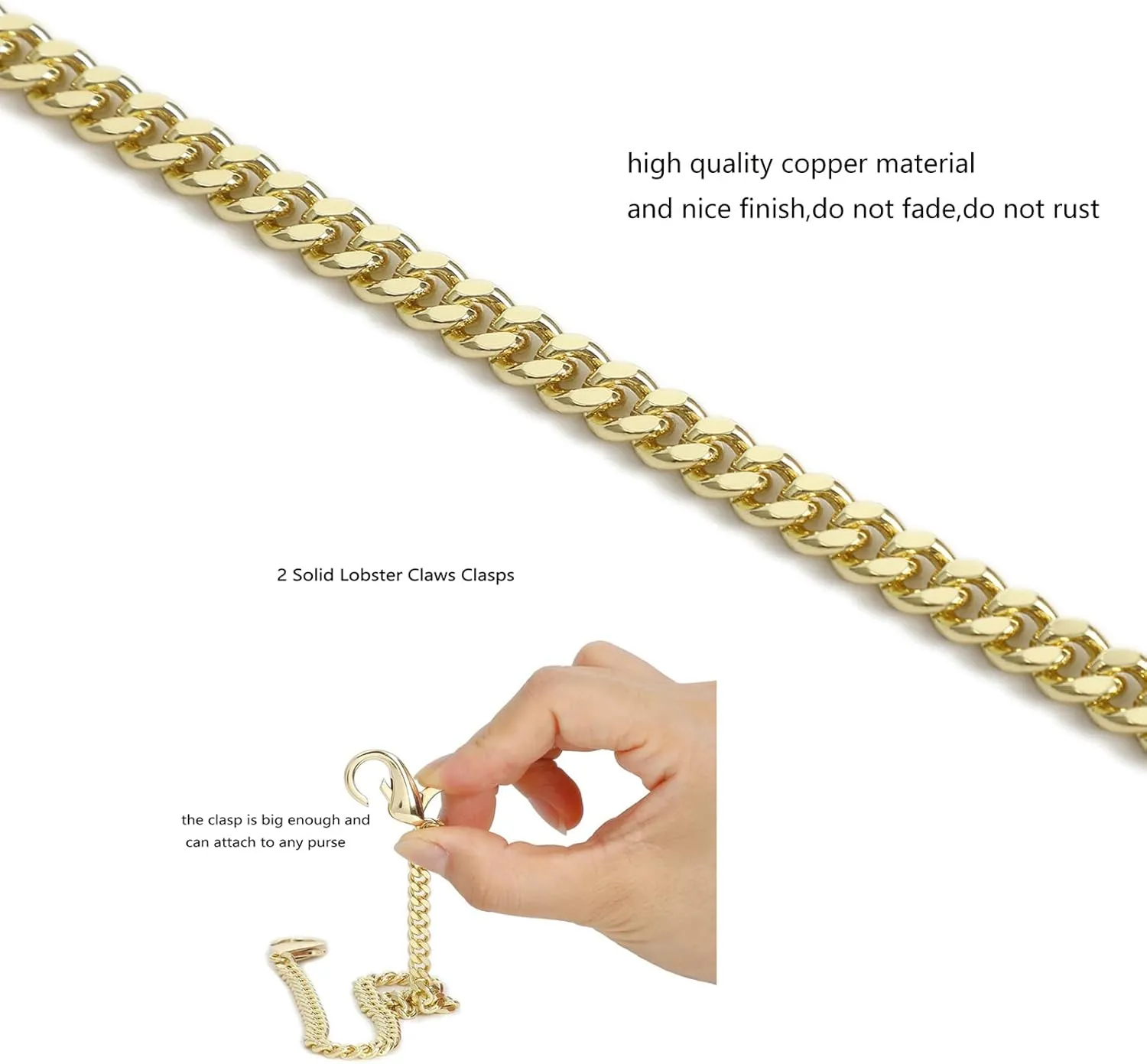 Mini Nice Purse Chain Strap Replacement Handbag Crossbody Shoulder Purse Strap Accessories Charms (Light Gold,48 Inch)