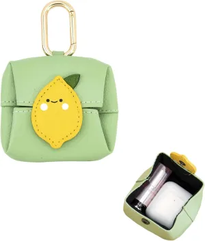 Mini Pouch Keychain PU Leather Storage Bag for Airpods Earbud Pouch Foldable Cartoon Headphone Case Leather Coin Pouch Keychain Small Coin Purse for Men Women