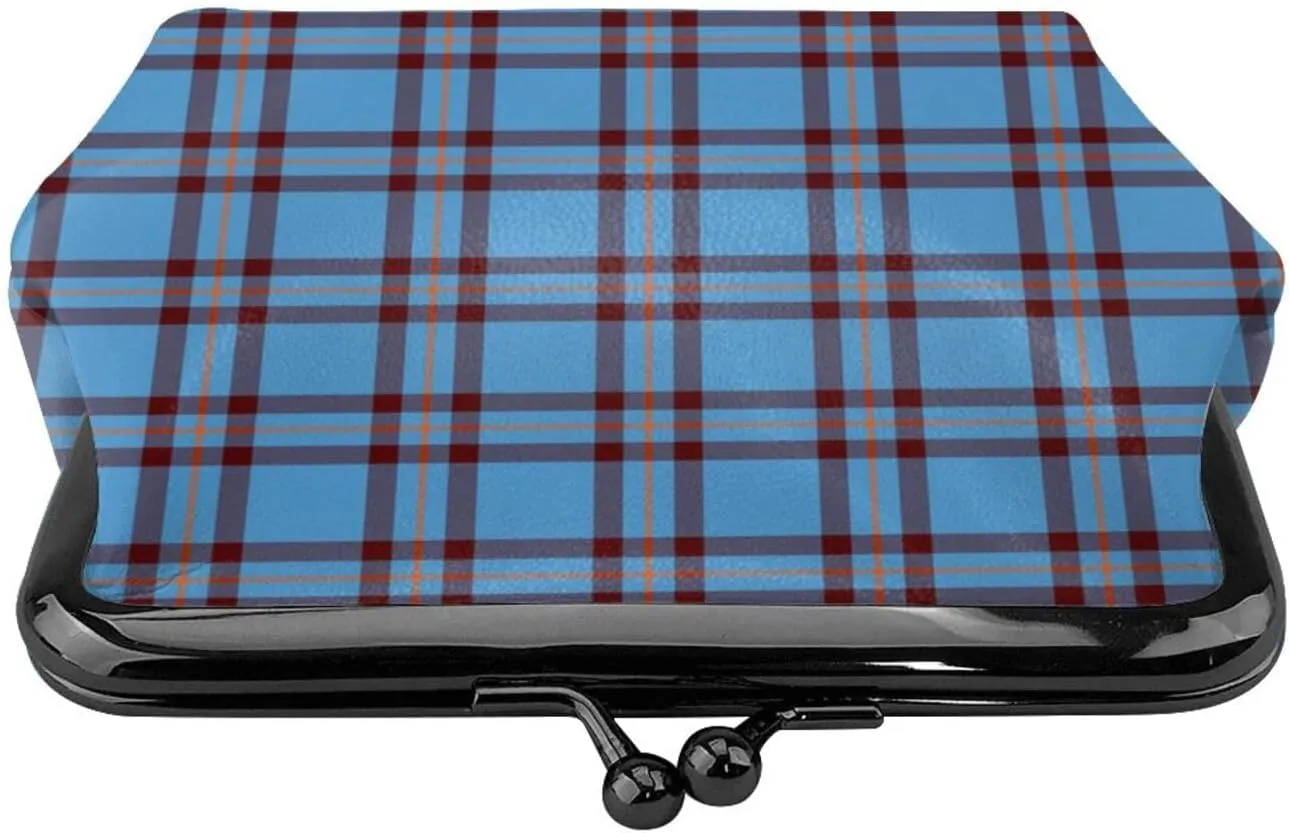 Mini PU Leather Change Purse Elliot Ancient Tartan Coin Purses Wallet with Clasp Pouch