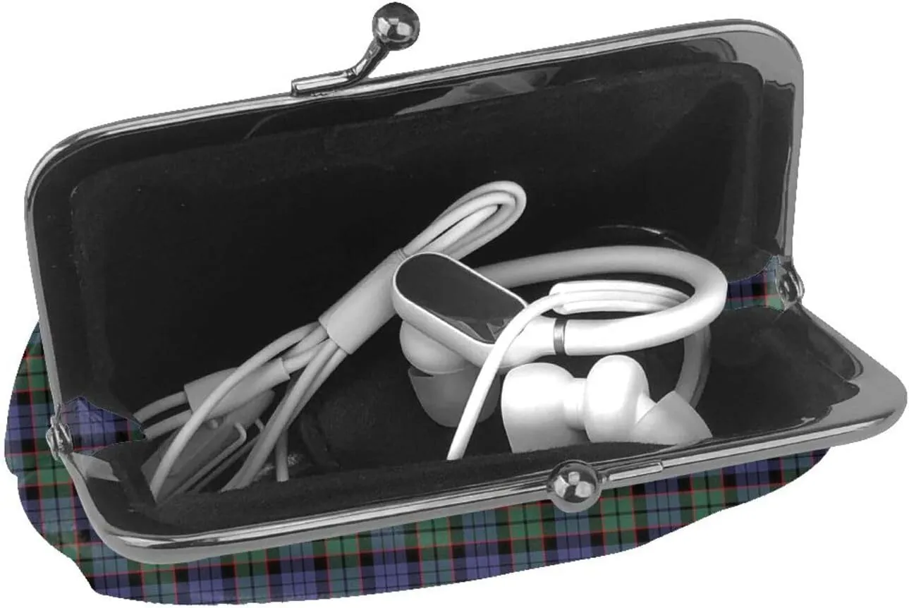 Mini PU Leather Change Purse Fletcher Modern Tartan Coin Purses Wallet with Clasp Pouch