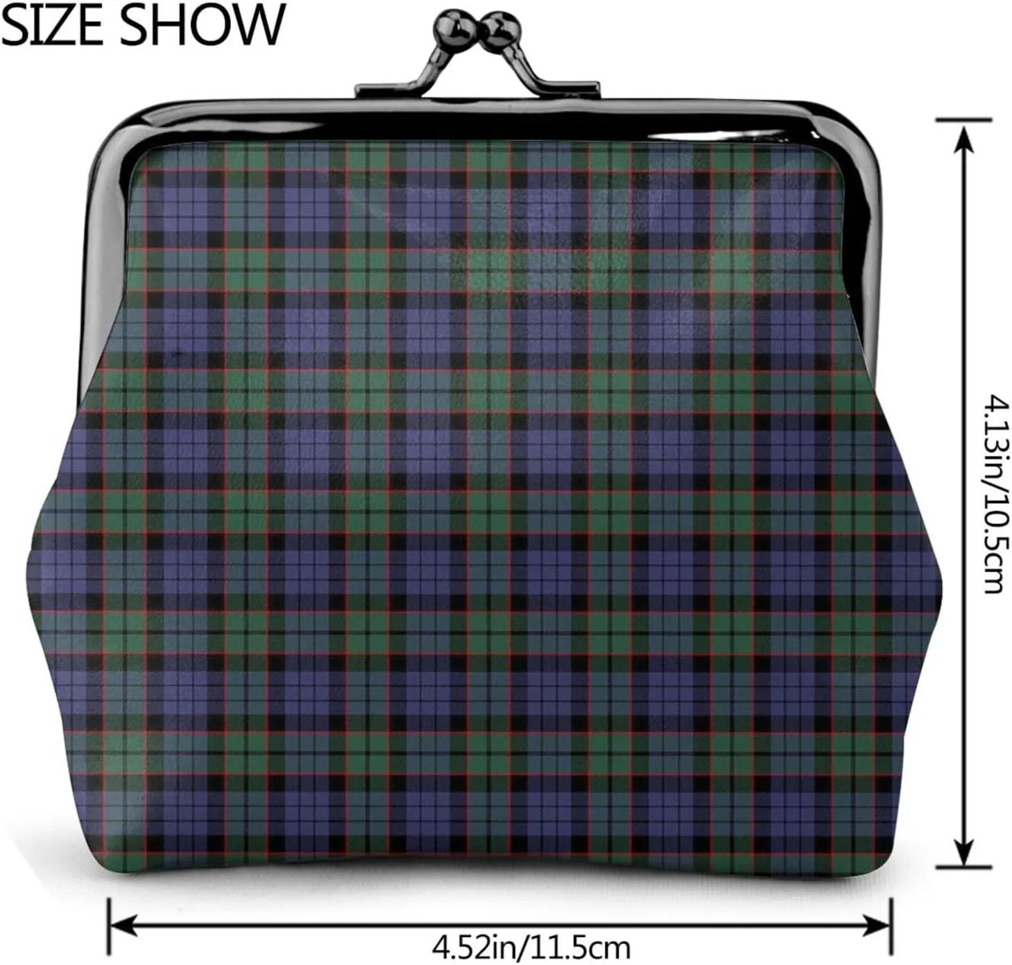 Mini PU Leather Change Purse Fletcher Modern Tartan Coin Purses Wallet with Clasp Pouch