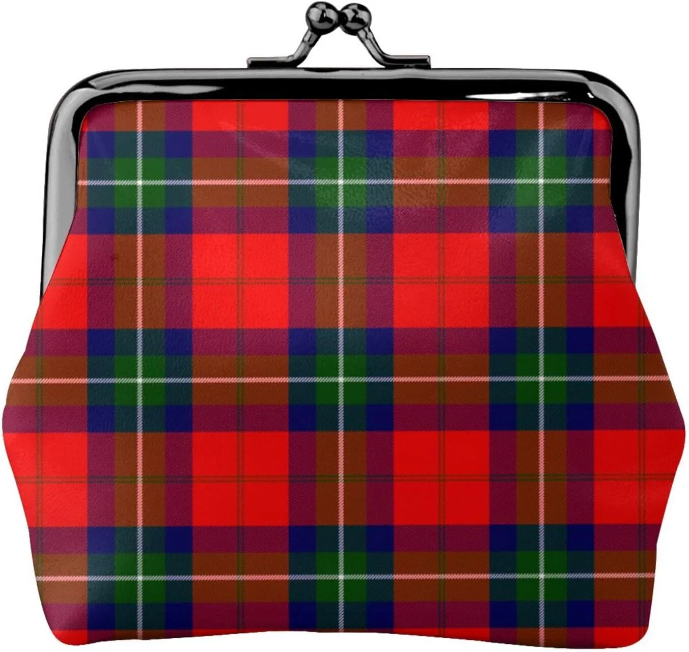 Mini PU Leather Change Purse Ruthven Modern Tartan Coin Purses Wallet with Clasp Pouch