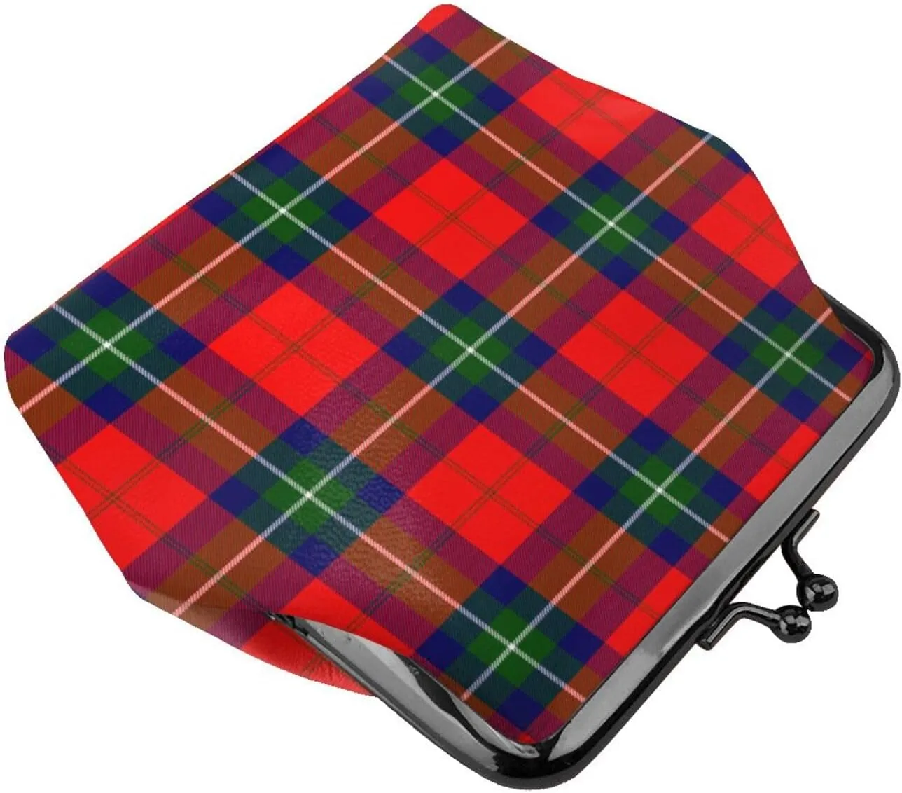 Mini PU Leather Change Purse Ruthven Modern Tartan Coin Purses Wallet with Clasp Pouch