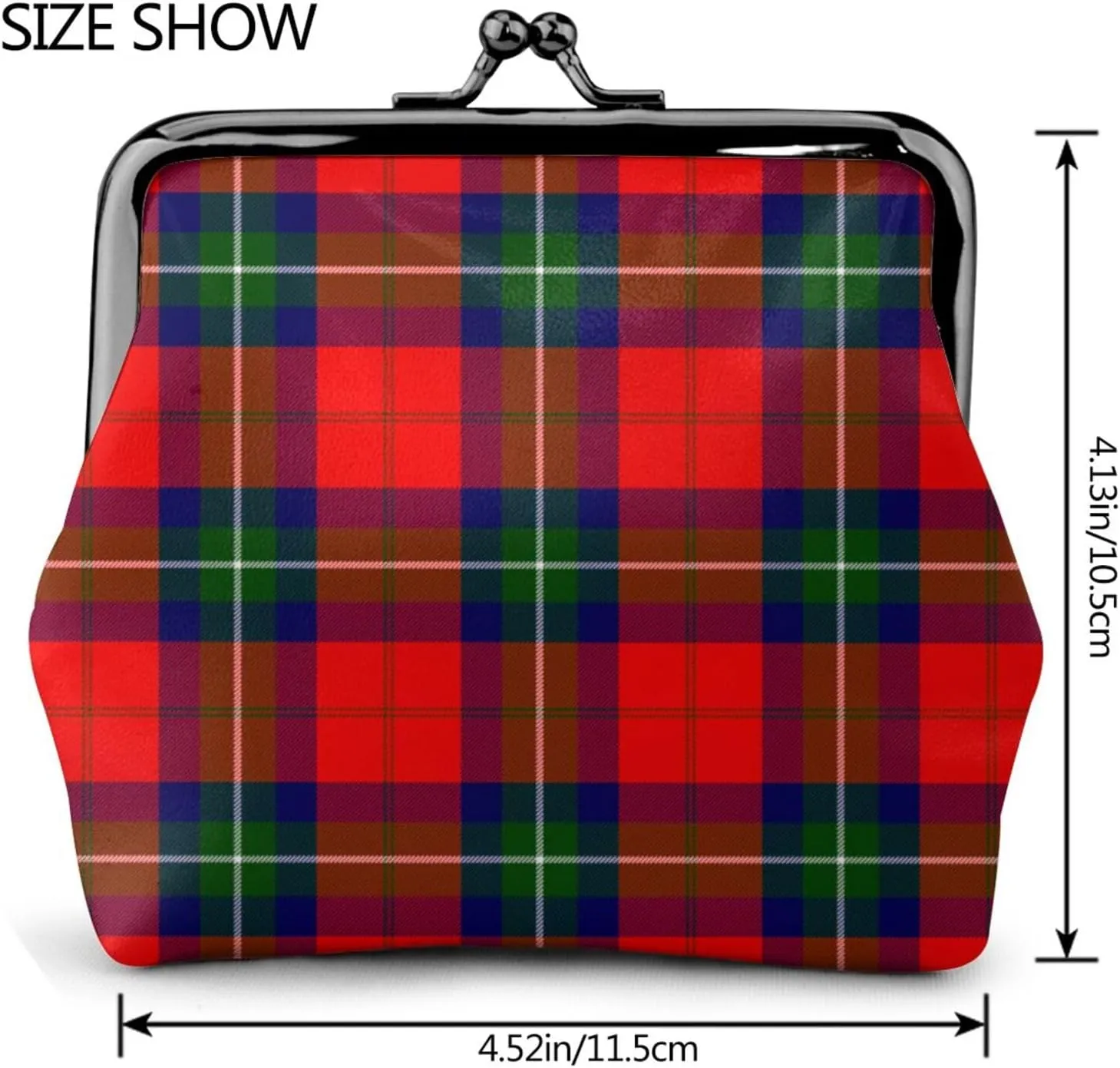 Mini PU Leather Change Purse Ruthven Modern Tartan Coin Purses Wallet with Clasp Pouch