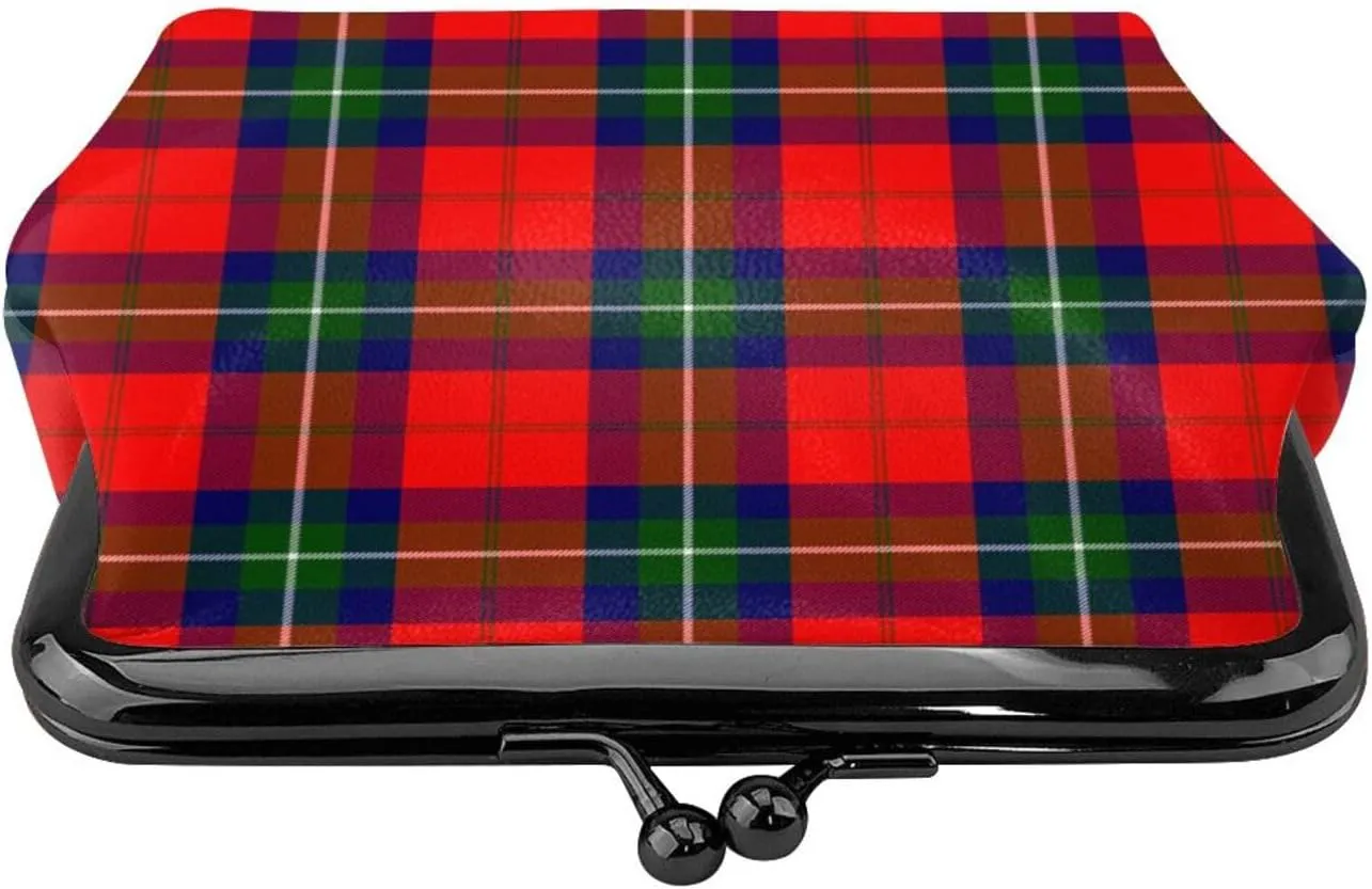 Mini PU Leather Change Purse Ruthven Modern Tartan Coin Purses Wallet with Clasp Pouch