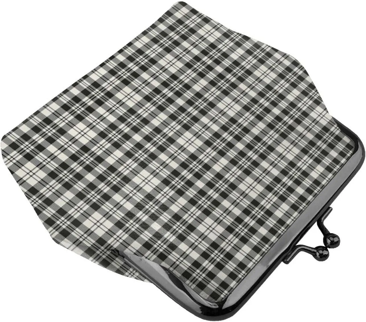 Mini PU Leather Change Purse Scott Black White Ancient Tartan Coin Purses Wallet with Clasp Pouch