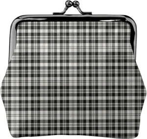 Mini PU Leather Change Purse Scott Black White Ancient Tartan Coin Purses Wallet with Clasp Pouch