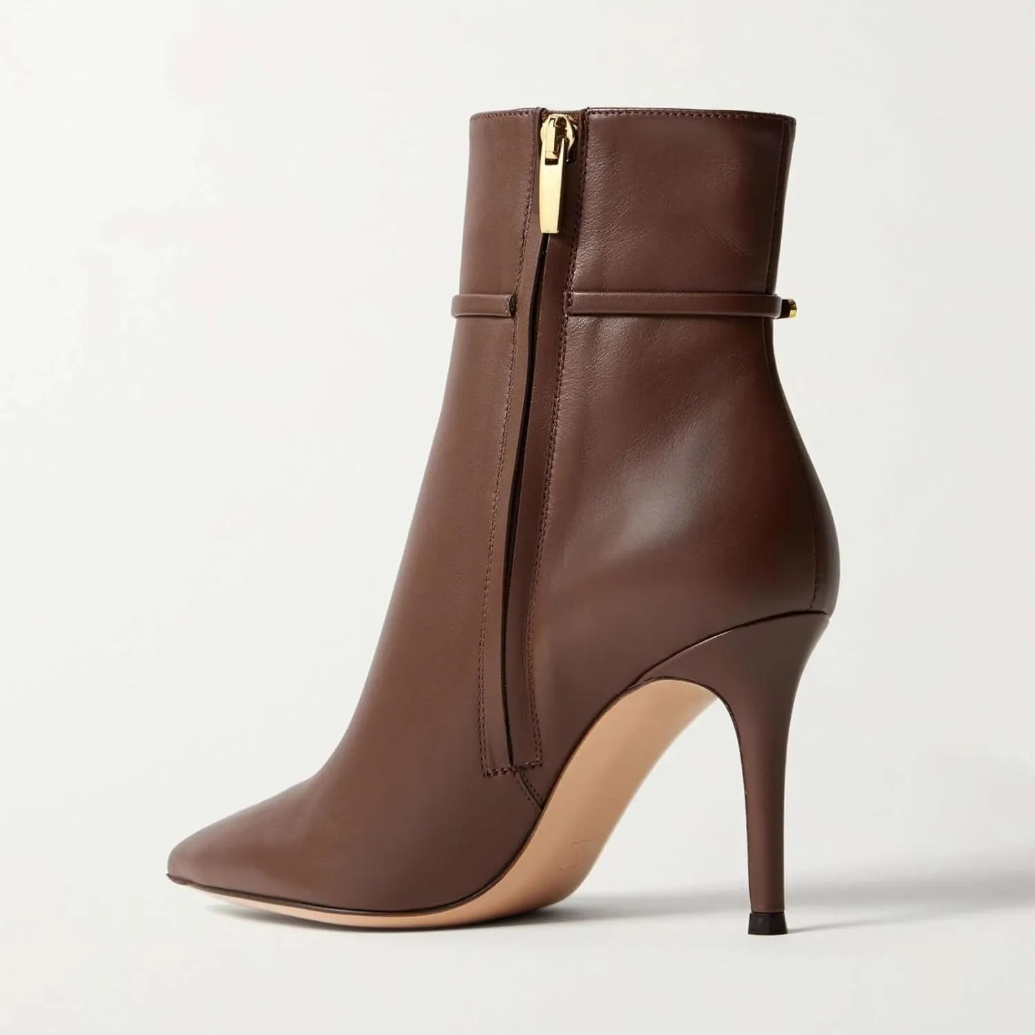MIRAAZZURRA Ankle Boots for Women Pointed Toe Stiletto High Heel Sexy Ankle Booties with Chain Side Zipper for Party Date Dress