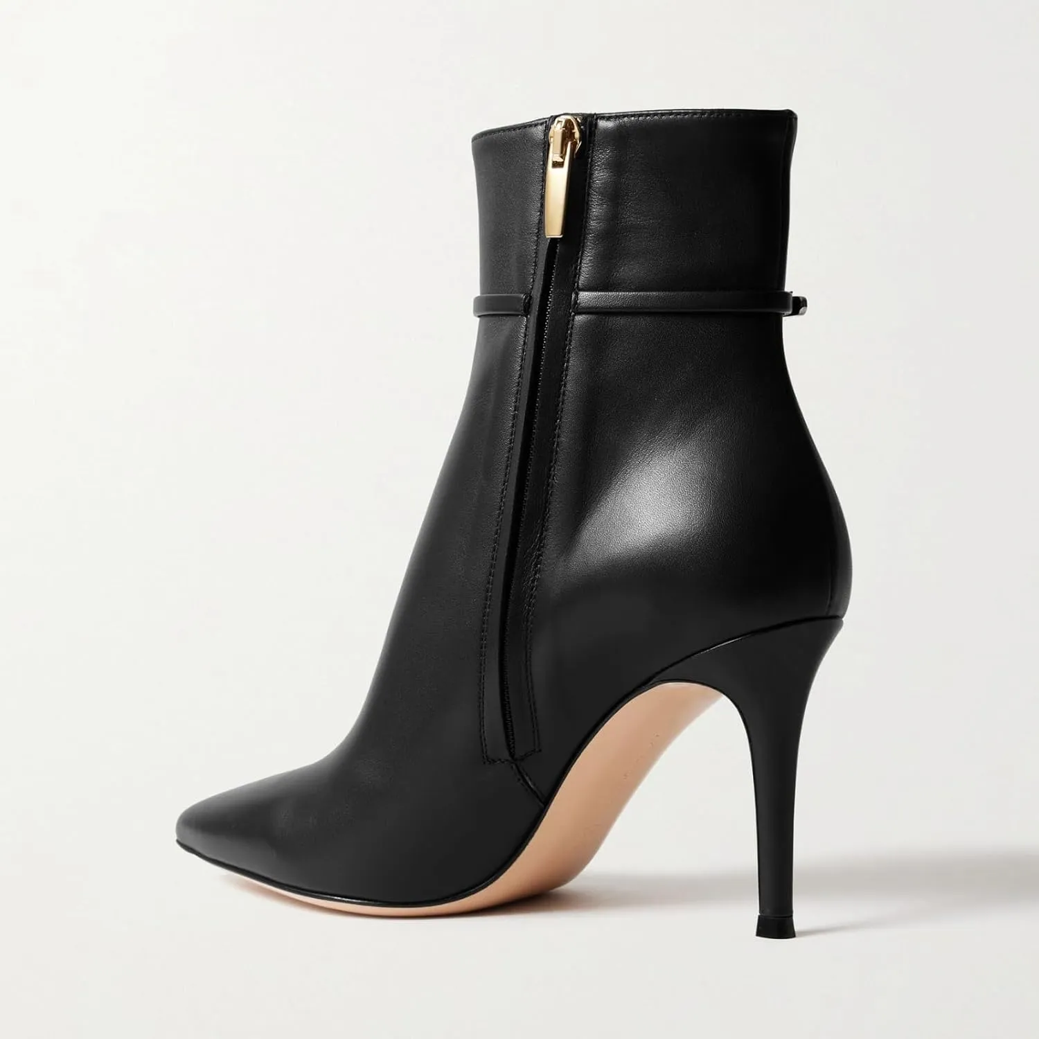 MIRAAZZURRA Ankle Boots for Women Pointed Toe Stiletto High Heel Sexy Ankle Booties with Chain Side Zipper for Party Date Dress
