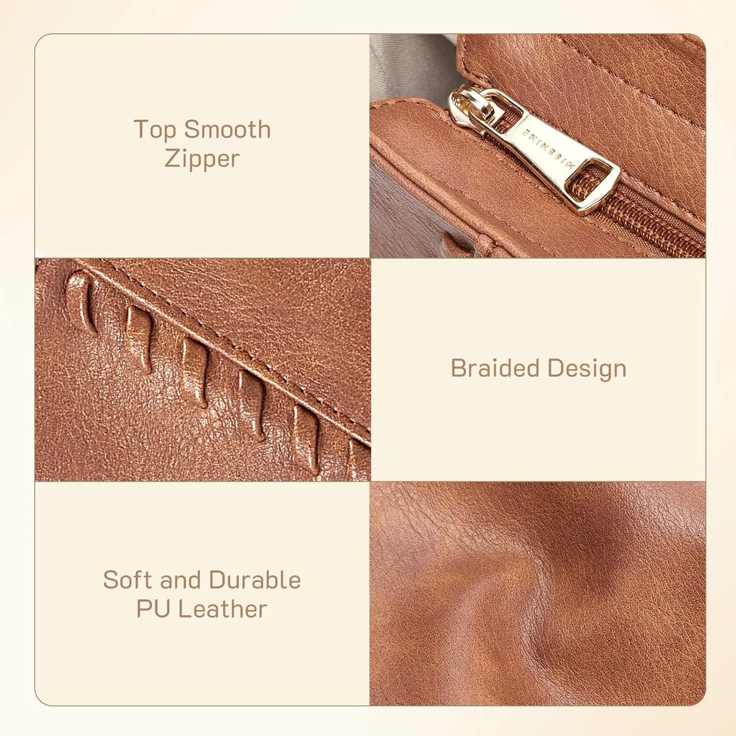 Missnine Tote Bag for Women, PU Leather Ladies Purses, Top-Handle Satchel Handbags with Braided Design for Work, Travel