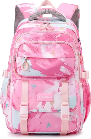 MITOWERMI Pink Backpack for Girls Bookbag Kids School Bags Multi-pocket Girls Backpack for School Elementary Students Schoolbags Teens Back packs (Pink)
