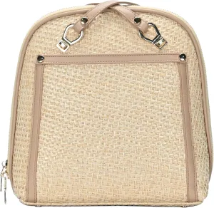 Miztique The Daisy Bamboo Straw Convertible Backpack Purse for Women (Camel) | Bamboo Straw Shoulder Strap Bag or Convertible Backpack | 10.5in x 4in x 11.5in |