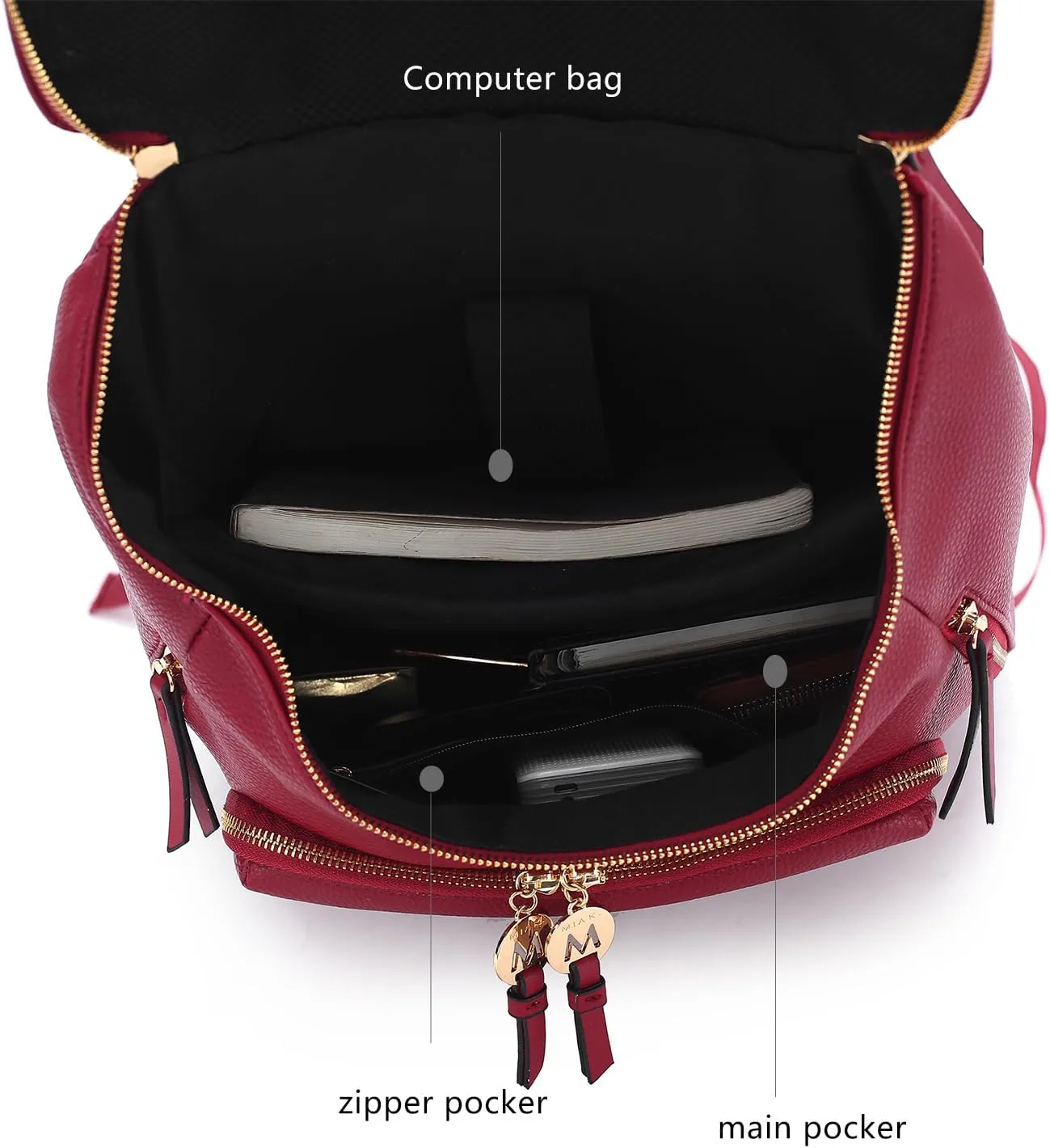 MKF Collection Backpack Bag for Women Vegan Leather Top-Handle Ladies Fashion Travel Bag – Daypack By Mia K