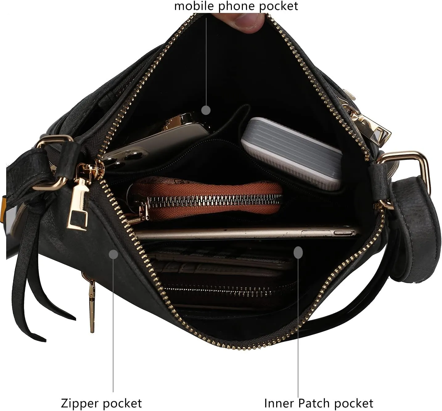 MKF Collection Crossbody Bag for Women – PU Leather Messenger Bag Purse – Designer Handbag Shoulder Strap Purse By Mia K