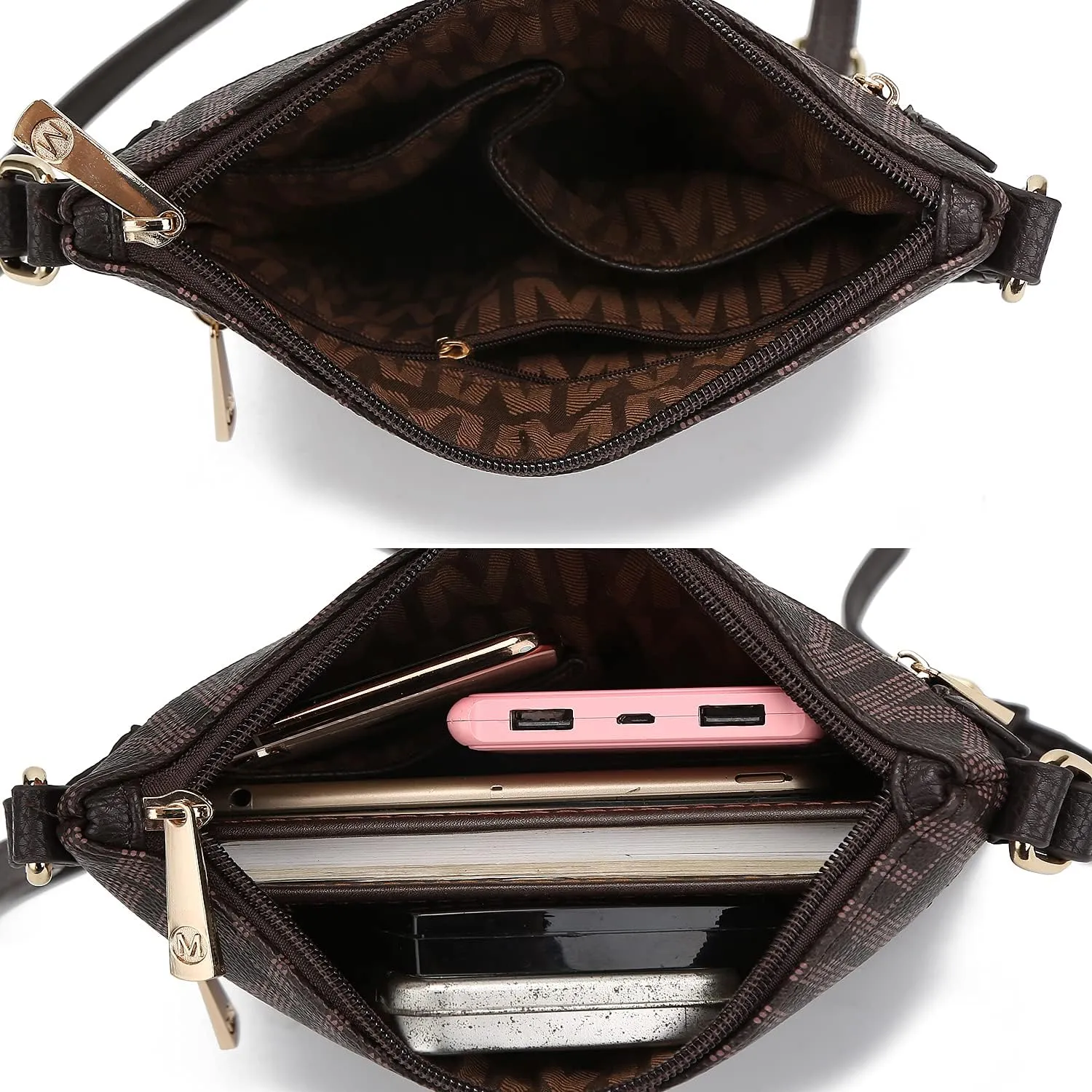 MKF Collection Crossbody Bag for Women, Vegan Leather Triple Zipper Handbag Crossover Bag Purse Shoulder Bag Strapby Mia K