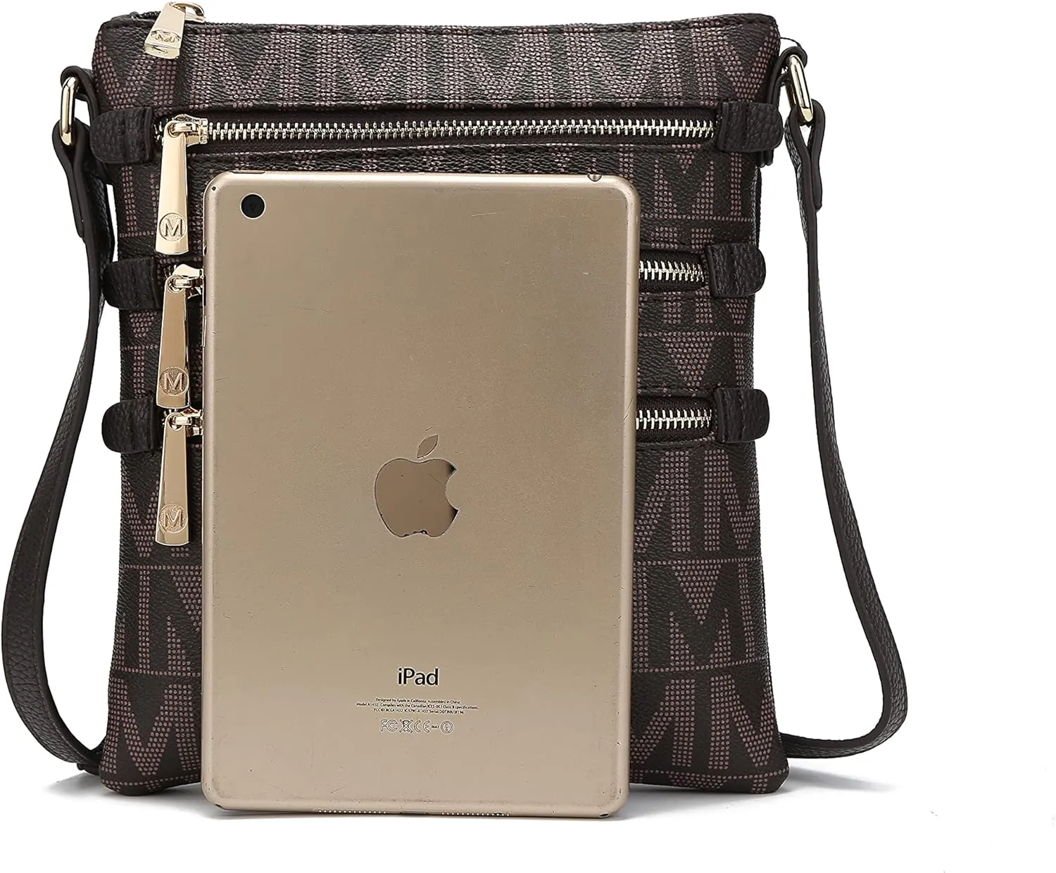 MKF Collection Crossbody Bag for Women, Vegan Leather Triple Zipper Handbag Crossover Bag Purse Shoulder Bag Strapby Mia K