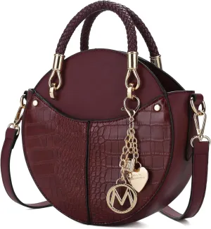 MKF Collection Stylish Round Crossbody Bag for Women – PU Leather Wristlet Handbag, Fashion Circle Messenger Purse by Mia K