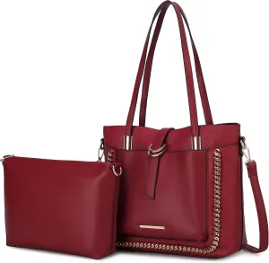MKF Collection Tote Bag & Crossbody Set, Vegan Leather Top-Handle Shoulder bag Handbag Pouch Purse