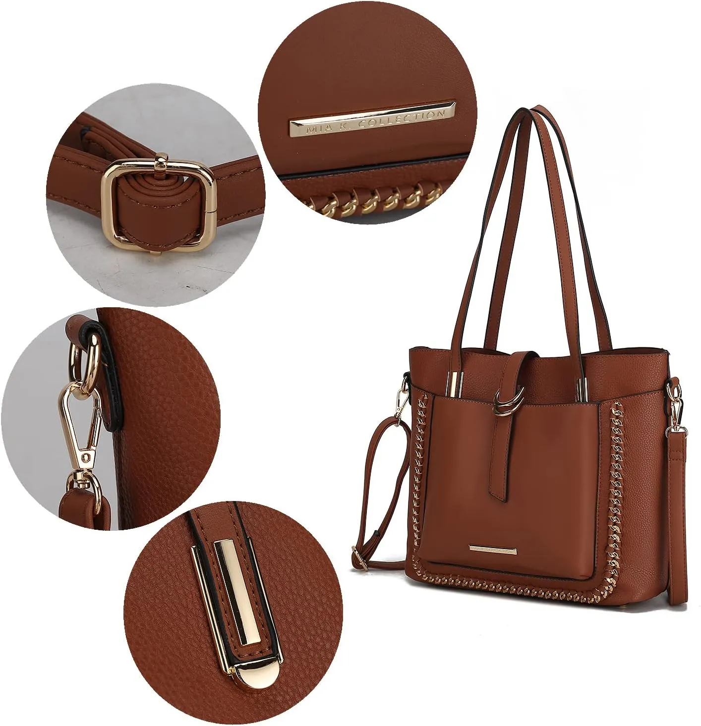 MKF Collection Tote Bag & Crossbody Set, Vegan Leather Top-Handle Shoulder bag Handbag Pouch Purse