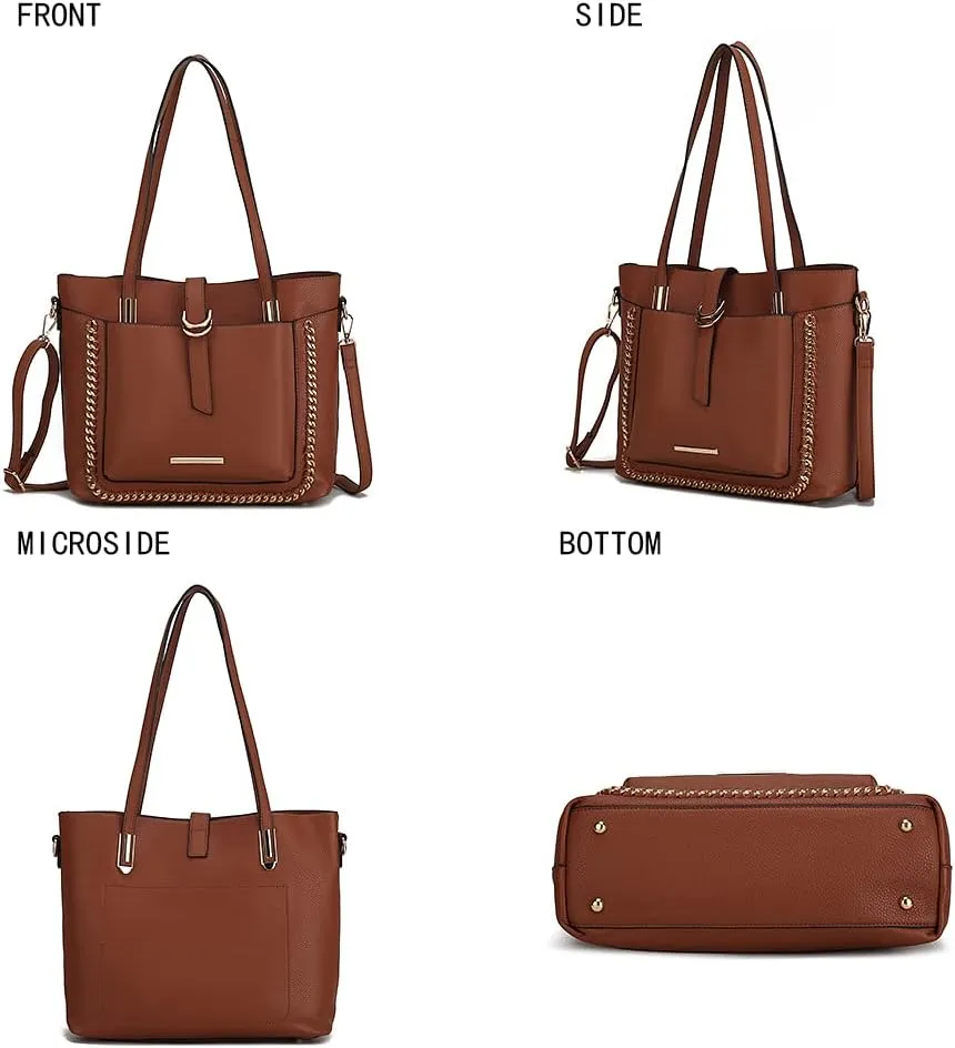 MKF Collection Tote Bag & Crossbody Set, Vegan Leather Top-Handle Shoulder bag Handbag Pouch Purse