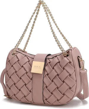 MKF Collection Women Shoulder Bag, Braided Chain Vegan Leather Crossbody bag handbag Purse By Mia K